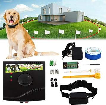 In-Ground Fence Systems, Electric Dog Fence, Underground / Aboveground Pet Containment System, 984 Feet Wire, IP66 Waterproof Training Collar, Shock/Tone Correctio, Suitable for All Dogs,for1dog