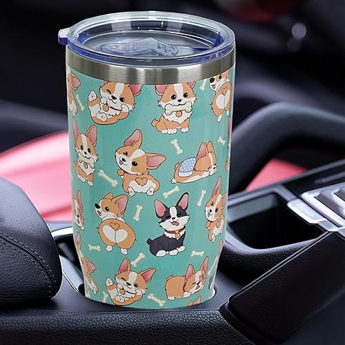 Miniatura 4 de Vaso de 40 onzas con asa y pajita, botella de agua Corgi Stuff de acero inoxidable con aislamiento de Corgi, taza de viaje de café Corgi, regalos