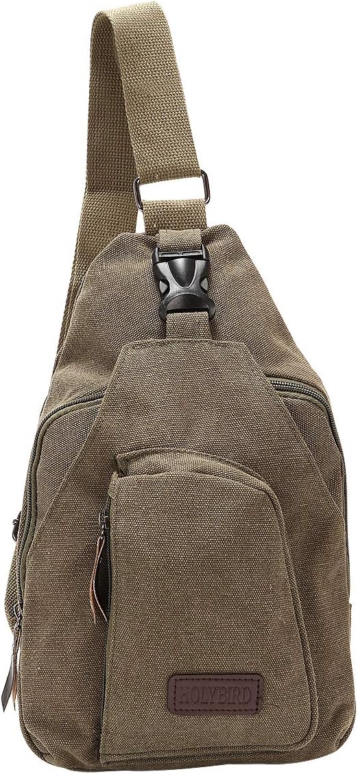 Men's Sling Bag Travel Crossbody Backpack Sports Chest Bag for Men and Women Army green(Canvas)