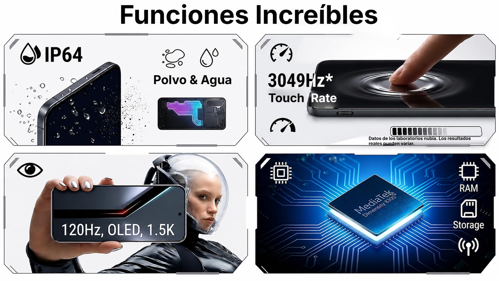 ZTE Nubia Neo 5 GT 5G, Smartphone Gaming con IA, 12GB+256GB, Gatillos Laterales, Ventilador físico Incorporado, Pantalla AMOLED 6,8" 1.5K 144Hz, 6210mAh Doble celda, Android 16, Negro (Phantom Black)