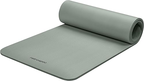Retrospec Solana - Esterilla de yoga de 12 pulgada de grosor con correa de nailon para hombres y mujeres, tapete de ejercicio antideslizante para