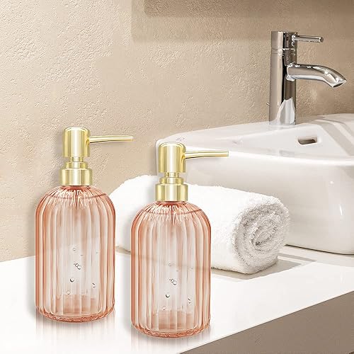 Miniatura 6 de Ambre - Paquete de 2 dispensadores de jabón de cocina de 14 onzas con bomba, botella transparente para jabón de manos o platos