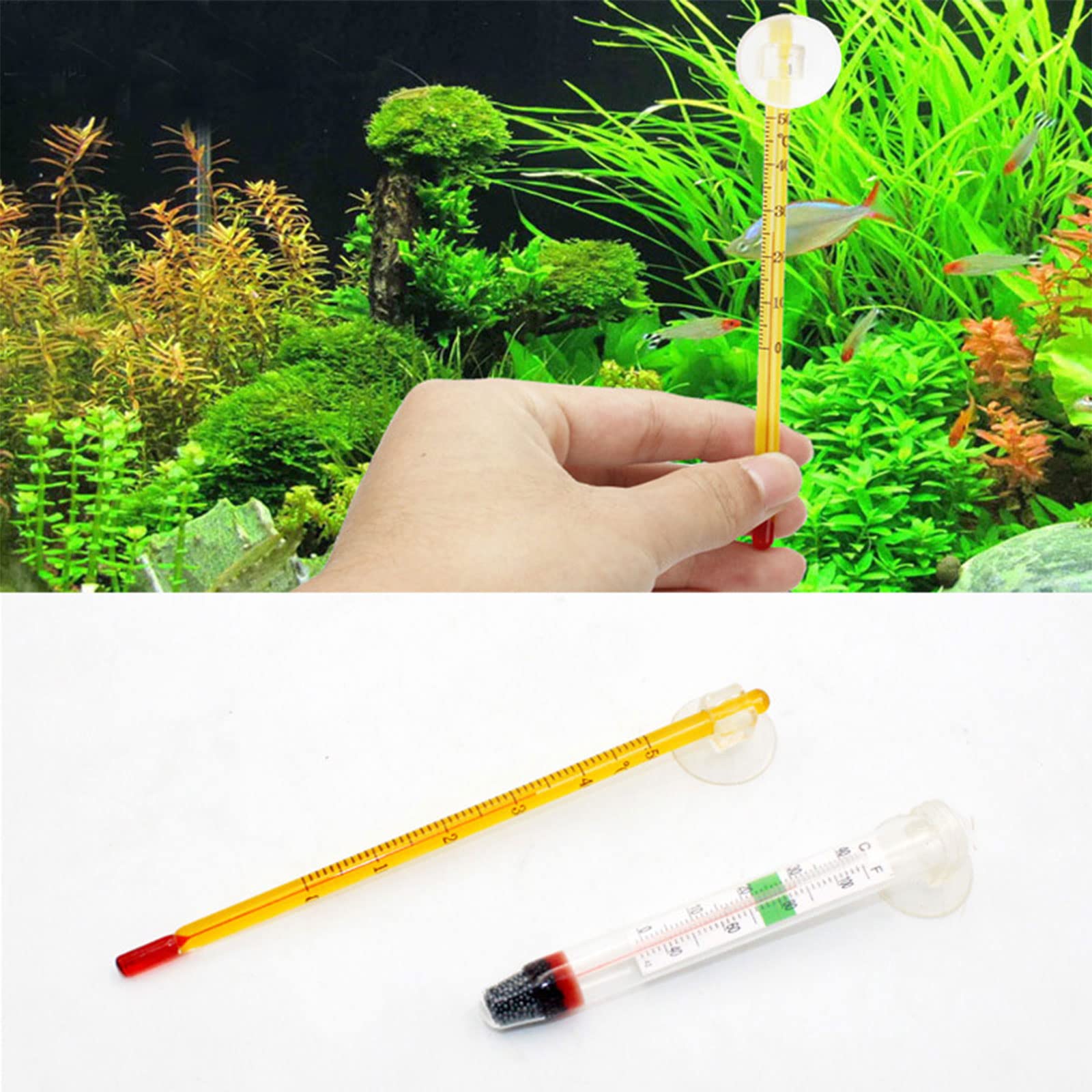 Generic Aquarium Thermometer for Fish Tank Aquarium Waterproof Hydraulic Gauge Submersible Glass Thermometer with Suction Cup, size:b