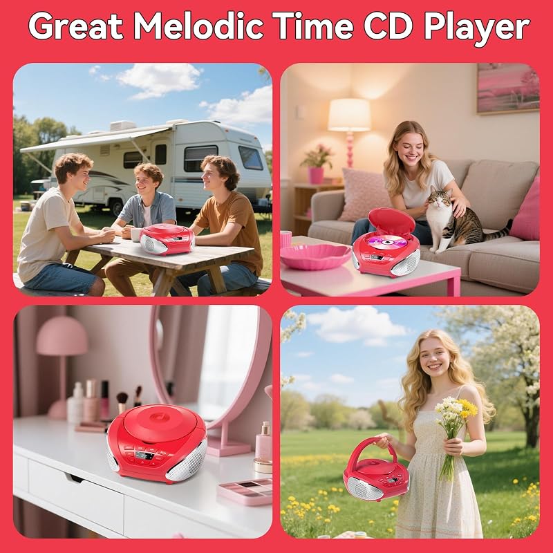 Gueray hordozható CD lejátszós boombox beépített hangszórókkal FM rádió AUX bemenettel fejhallgató kimenettel playlist mód audiokönyvekhez