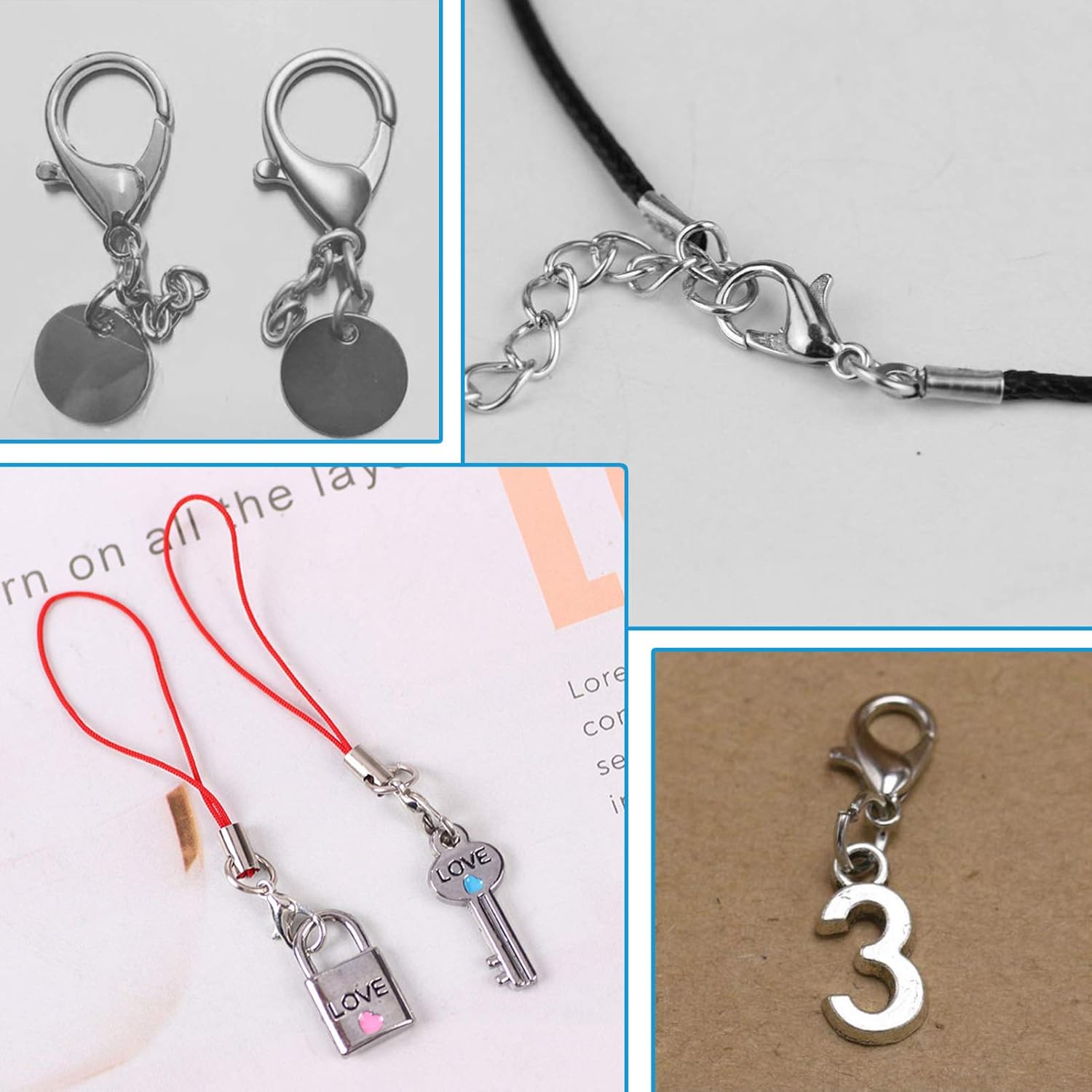 200 Pcs Lobster Clasps Curved (12x6mm) Stainless Steel Lobster Claw Clasps for Bracelet Necklace Jewelry Making Findings Fastener Hook(White k) - Image 7