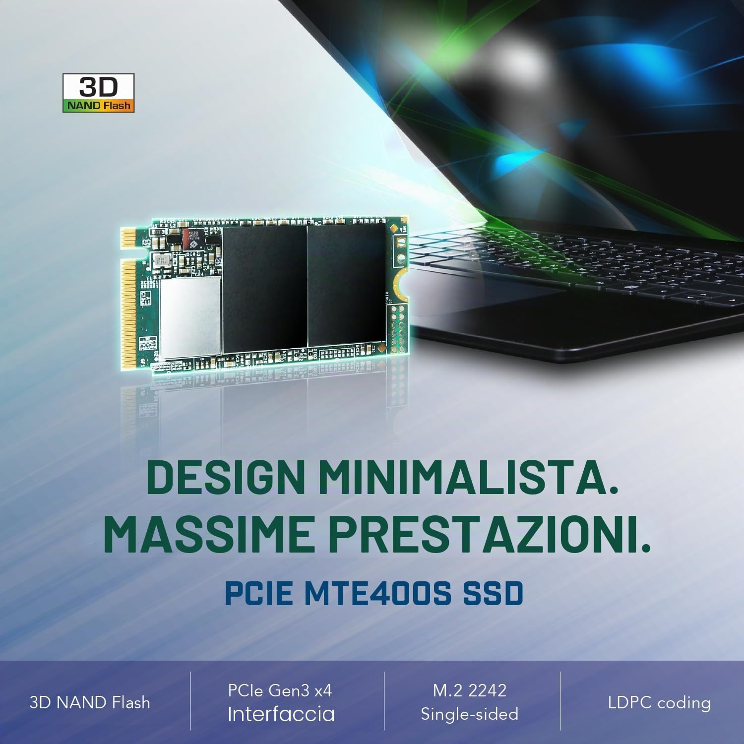 Transcend SSD MTE400S NVMe PCIe Gen3 x4 M.2 2242 da 256 GB