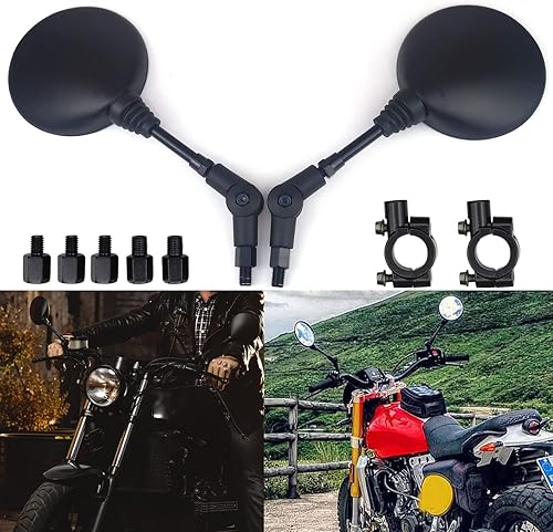 Vista 8 de Motocicleta Plegable Redonda Retrovisor Espejos para Honda Suzuki Valkyrie Road V Star 650 XVS650 250 1100