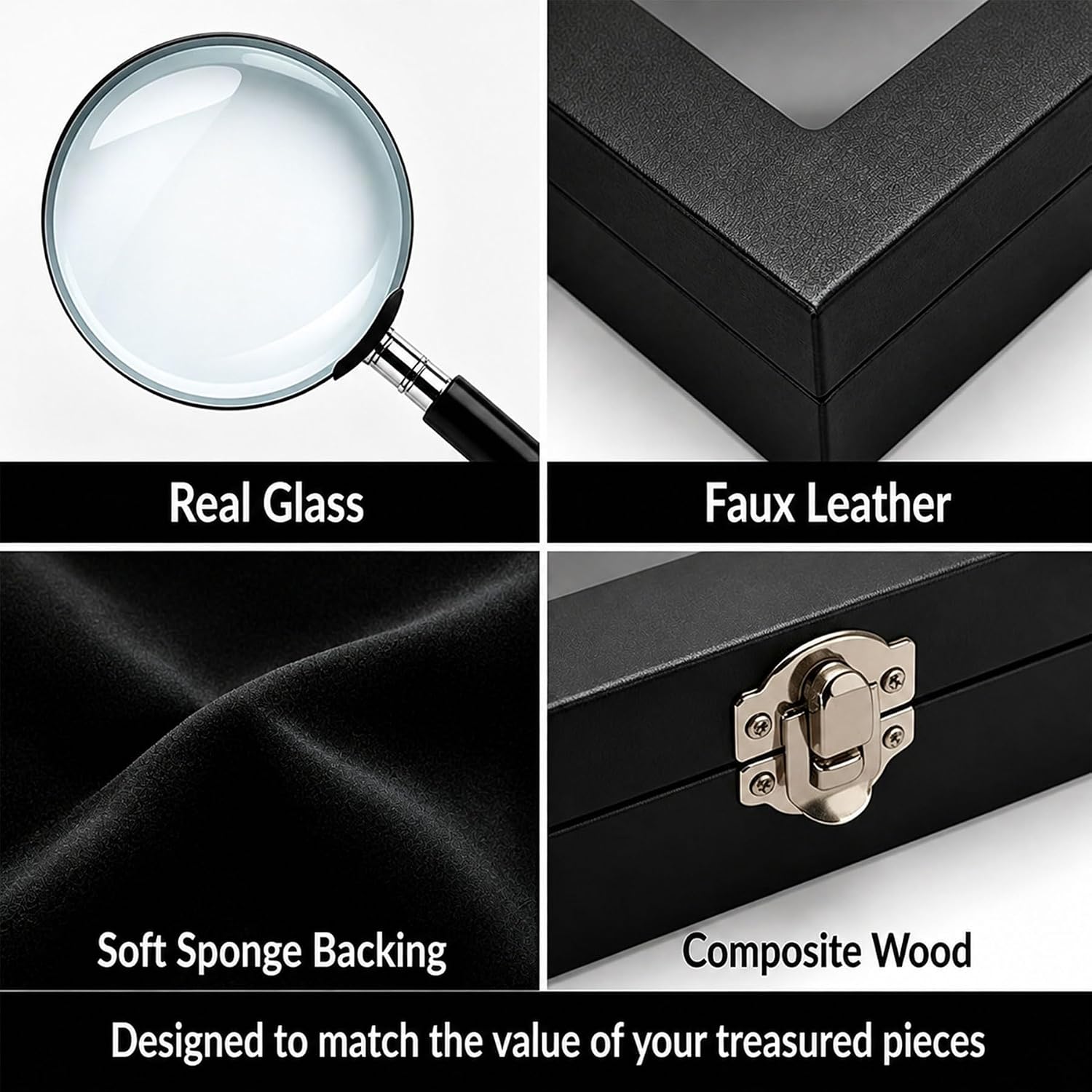 Pin Display Case Shadow Box with Lockable Glass Door, Velvet Backing Pin Collection Frame for Enamel Pins Military Medals Jewelry, Wall Mount or Tabletop Display Case for Collectors