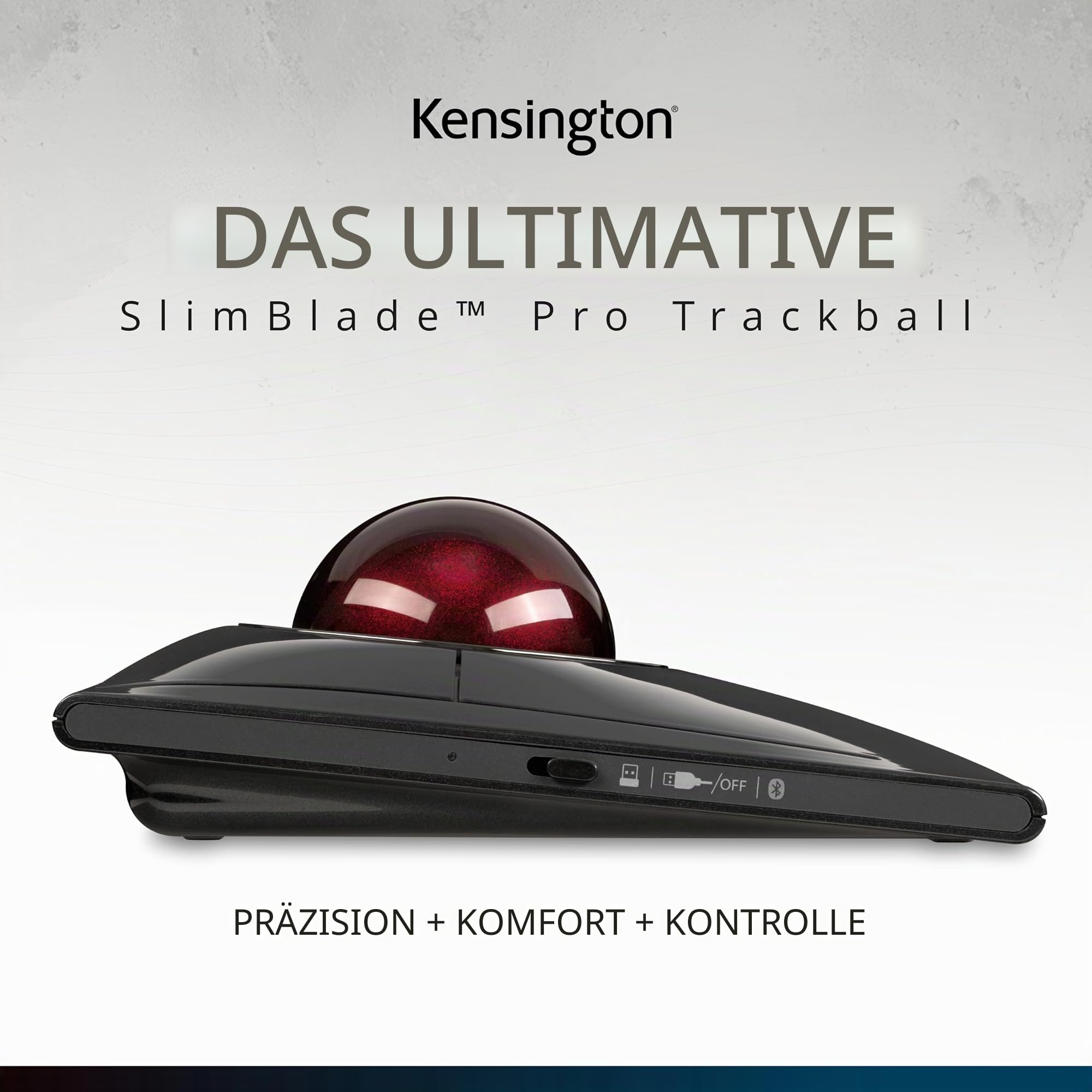 Kensington SlimBlade Pro Trackball Bluetooth Maus, Kompatibel mit Windows und macOS, PC und Laptop, Für Rechts- und Linkshänder, Optisches Tracking (K72080WW)