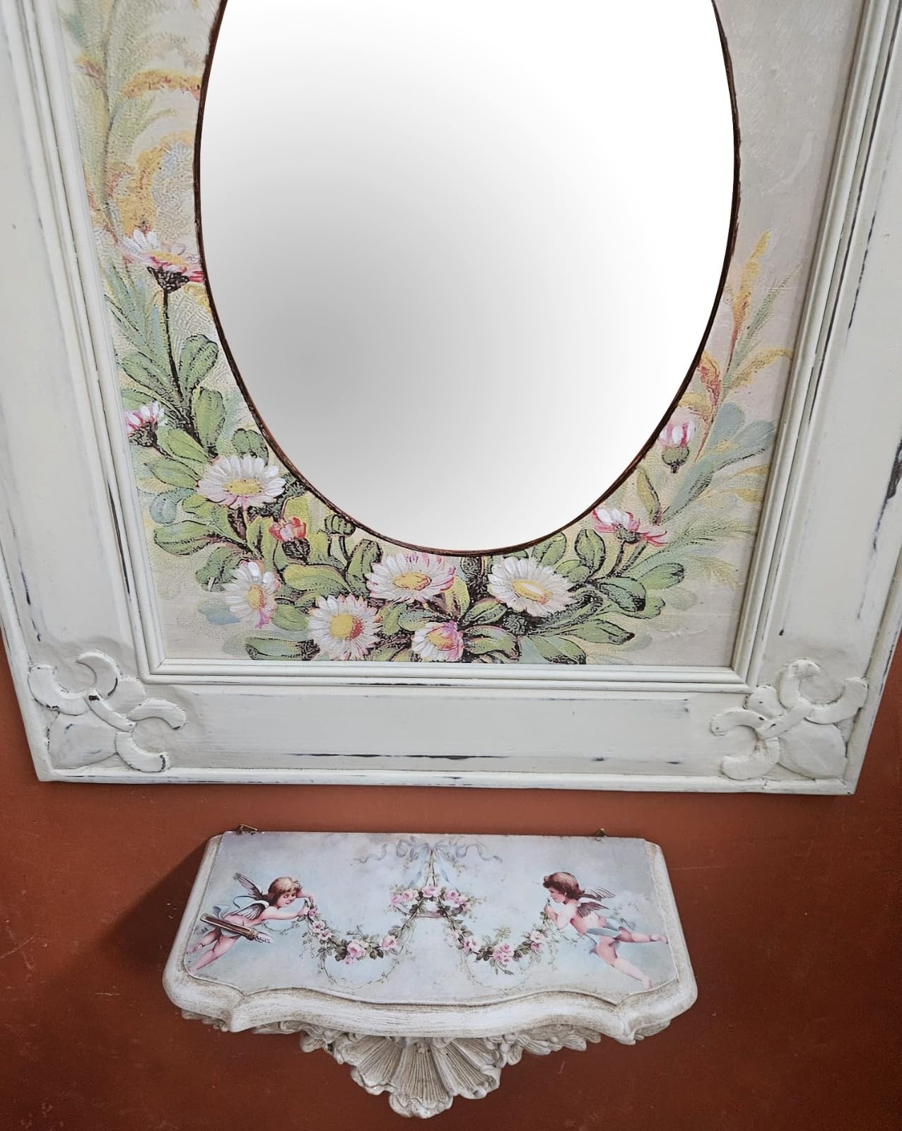Generico SPECCHIO DA PARETE CM 40X50 CON MENSOLA CM 35X15X10