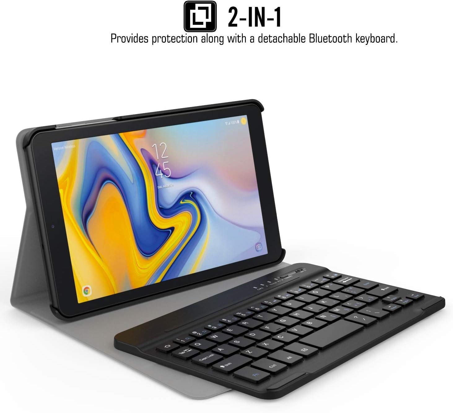 MoKo Keyboard Case for Samsung Galaxy Tab A 8.0 2018, Premium PU Leather Stand Cover with Removable Wireless Bluetooth Keyboard for Galaxy Tab A 8.0 Inch SM-T387 2018 Release Tablet - Almond Blossom