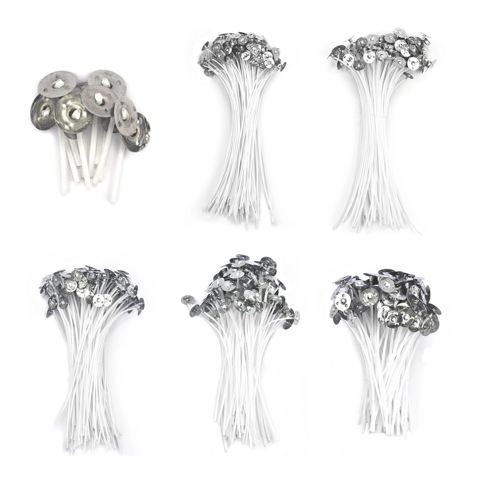 Kerzendocht 100 Stück Rauchfreie Kerzendochte, 2,6–20 cm, Vorgewachster Baumwollkern Mit Metall-Halterungslaschen(18cm-100pcs)