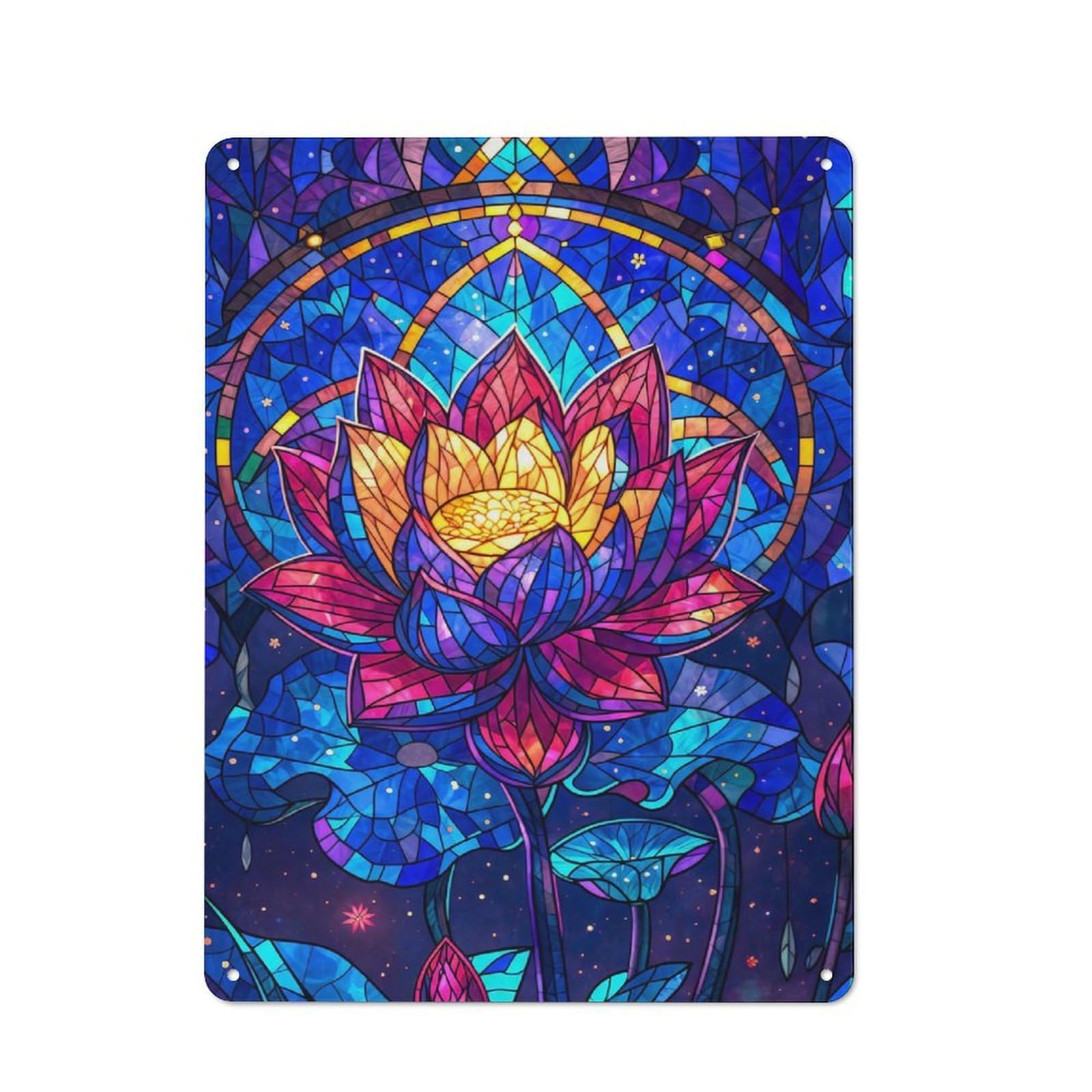Junmoney Style-3 Vintage Tin Sign 40X30cm With Celestial Lotus Bloom For Bar Or Restaurant, Suited To Bar Decor Enthusiasts