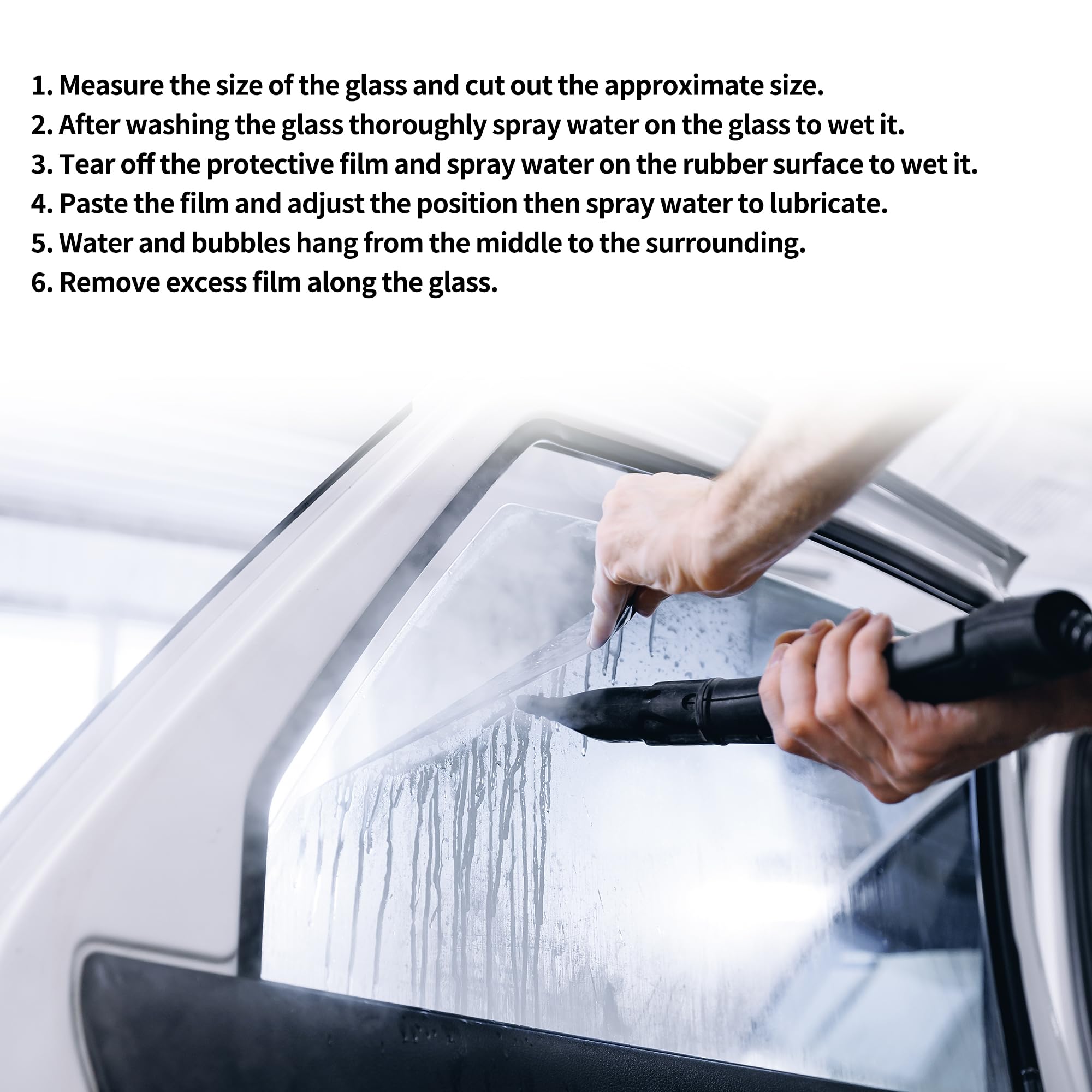 Pellicola oscurante per finestrini auto, pellicola per la privacy dell'auto, in PET, 63 cm x 6 m, 1 pezzo, azzurro VLT 75% IRR 91% UVR 99,5%