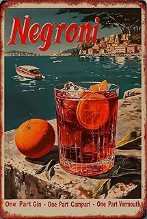 Vintage Bar Tin Sign,Retro Beer Metal Poster,Negroni Cocktail Wall Art Decor,Wine Plaque for Man Cave, Basement,Bar,Pub Club,Garage,Apartment,Gifts 8×12 Inches (Drink-01)