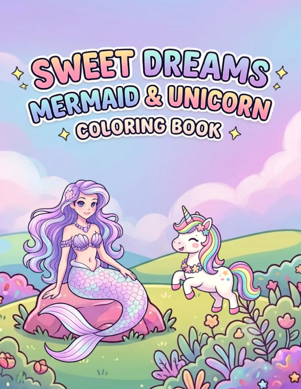 Sweet Dreams Mermaid & Unicorn: A Magical Coloring Book for Kids Ages 4–9 Featuring Cute Mermaids, Unicorns, Cupcakes, Ocean Adventures, and Bedtime Scenes
