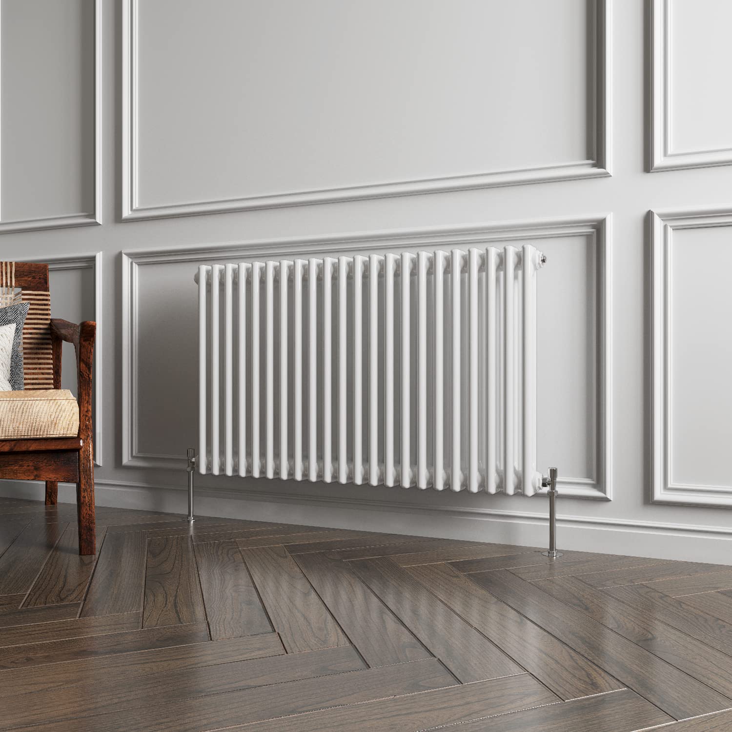 2 Column Radiator White Traditional Style 600x1010mm Horizontal Vintage Radiator,Design for Bedroom, Dining Room, Living Room — image 1