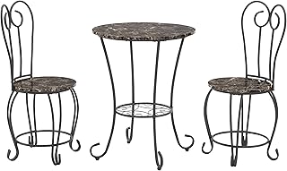 JOIN IRON 2-Piece Bistro Dining Set for Indoor Use, Marble-Look Tabletop with Gold Metal