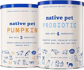 Native Pet Belly Bundle | Pumpkin for Dogs (8oz) + probiotic Powder for Dogs (8 oz) | All-Natural Remedy for Dog Diarrhea...