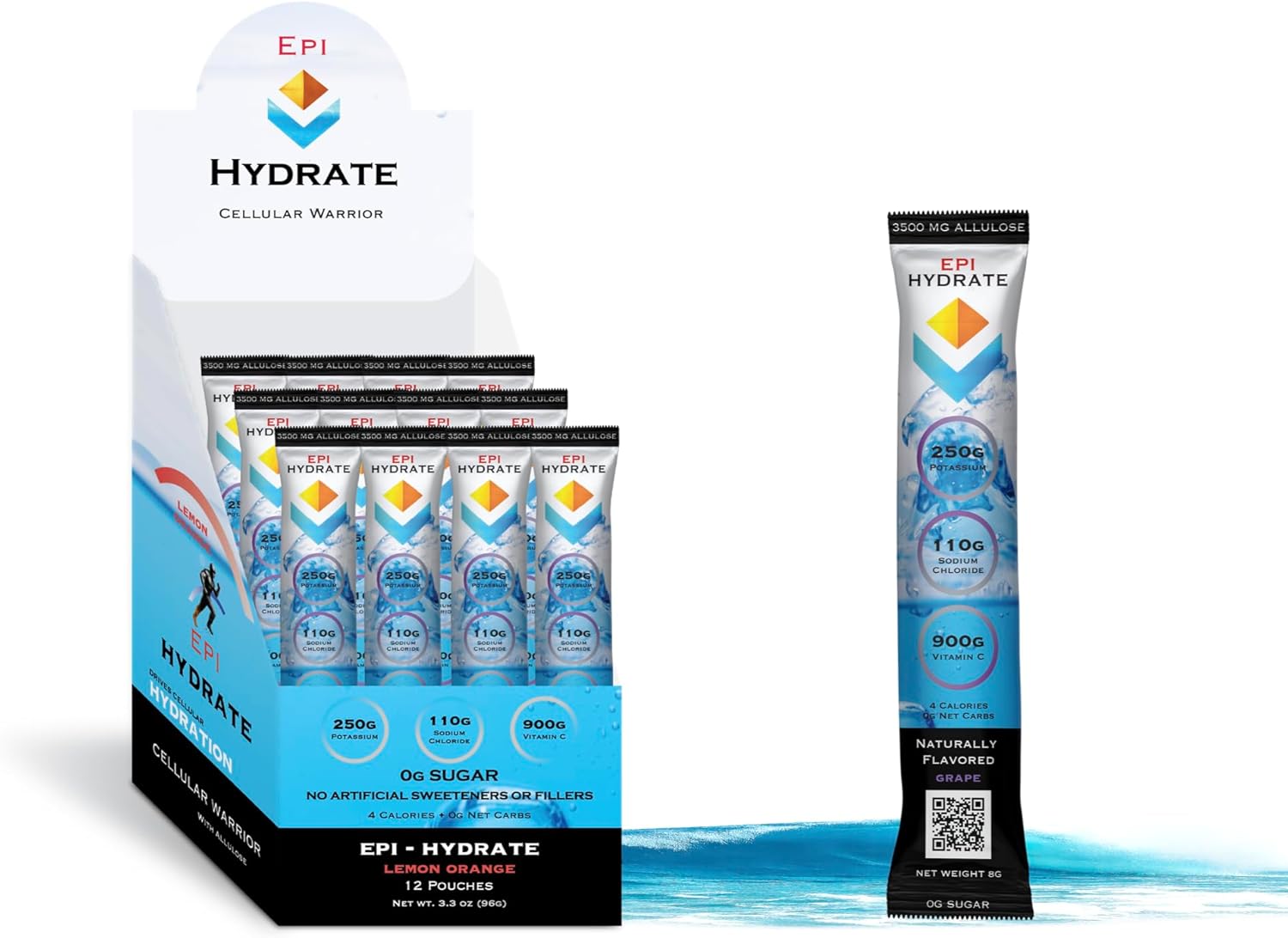 Epi-Hydrate Electrolyte Powder Zero Sugar for Athletes (Grape)