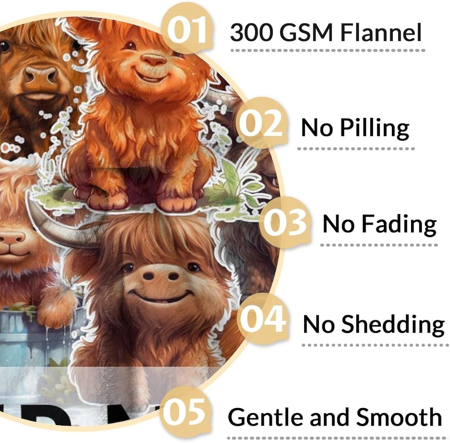 Custom Highland Cow Gifts - Personalized Name Blanket for Kids Adults - Highland Cow Blanket for Women Girls - 60"x80" Kids Throws for Bed, Living Room