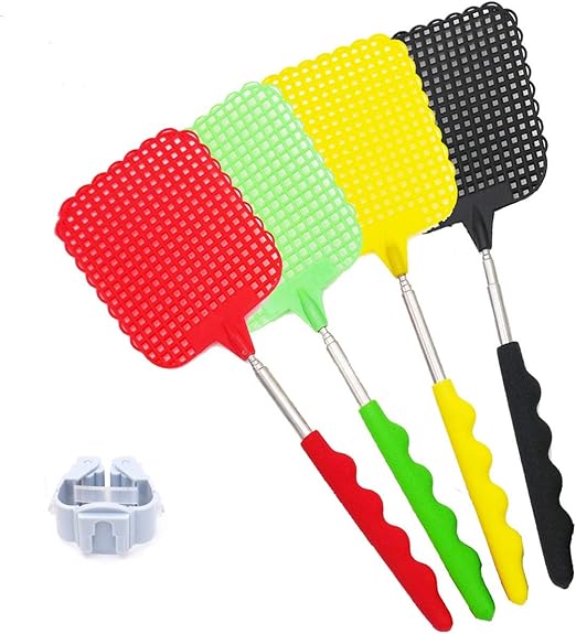 jemique Extendable Fly Swatters,4 Pack Strong Fly Swats With Telescopic