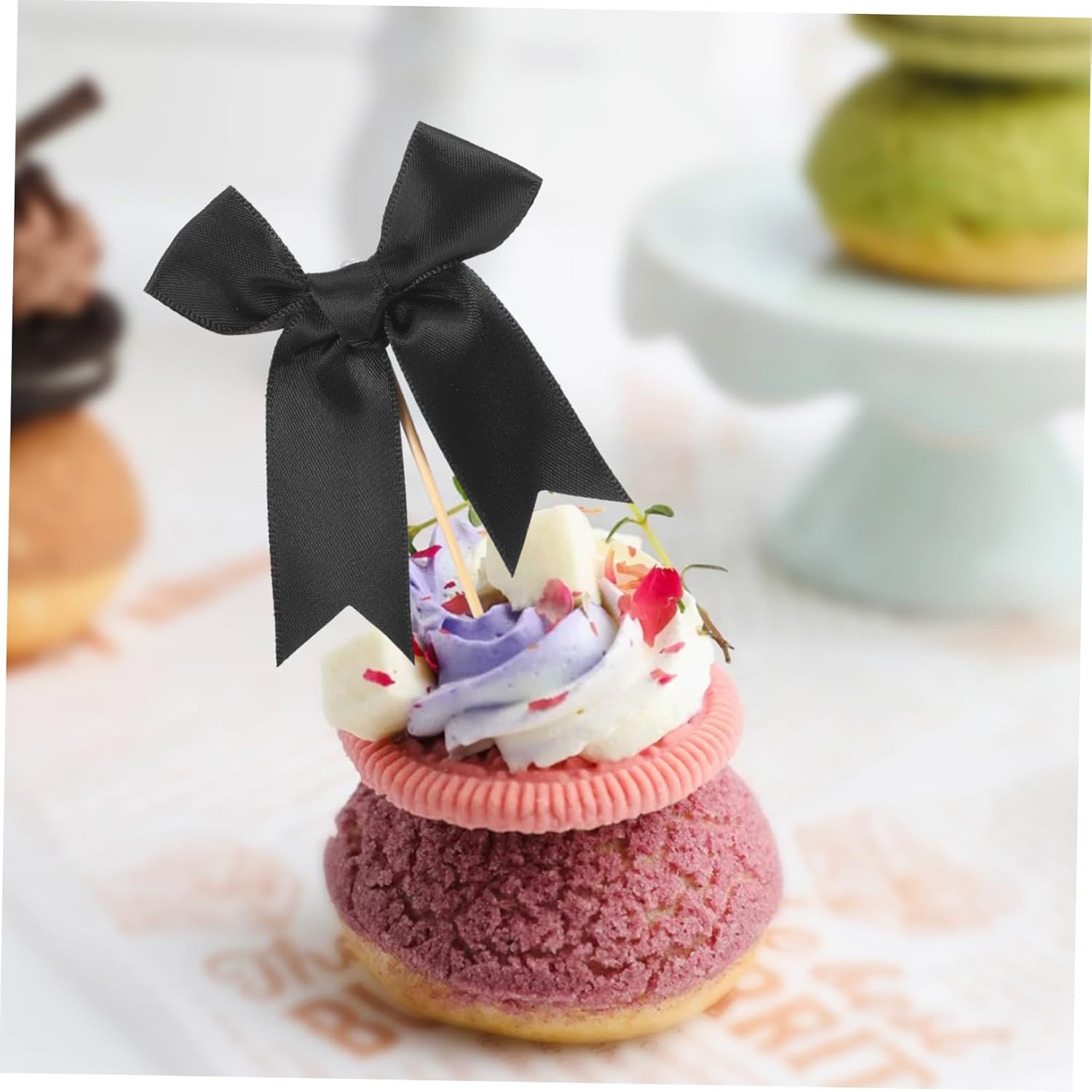 Elegant Cake Picks 20pcs Bowknot Decorations for Cupcake Birthday Wedding Holiday Desserts