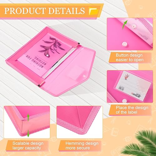 Vista 4 de Epakh Paquete de 14 carpetas expansibles de plástico B4, impermeables, transparentes, expandibles, carpetas de archivos, organizador de documentos