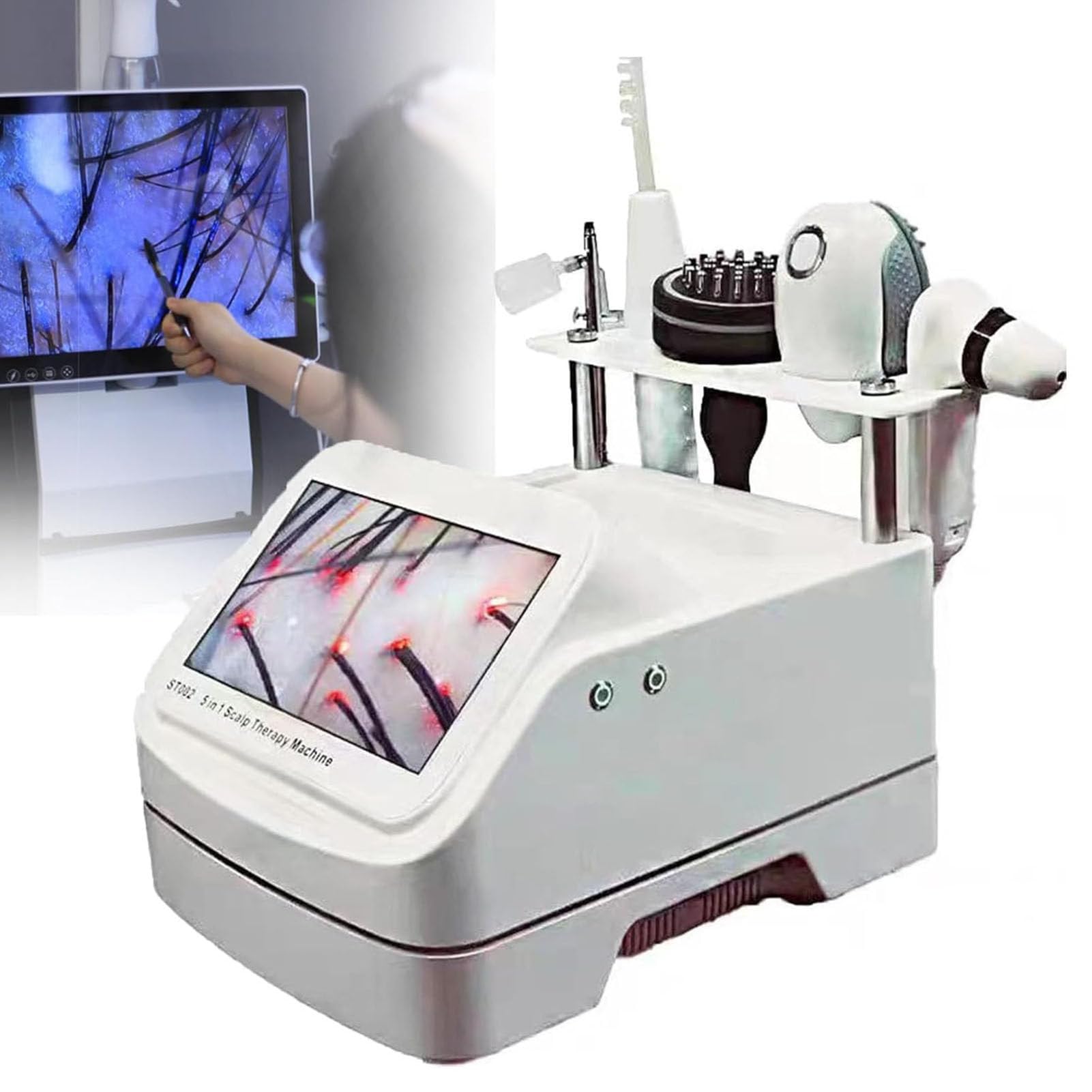 GNbow Skin Diagnosis Hair Analyzer, Comprehensive Device Combining Scalp Massaging, Hair skin Analysis, Follicle Detection, and Scalp Problem Assessment (10" HD Display)