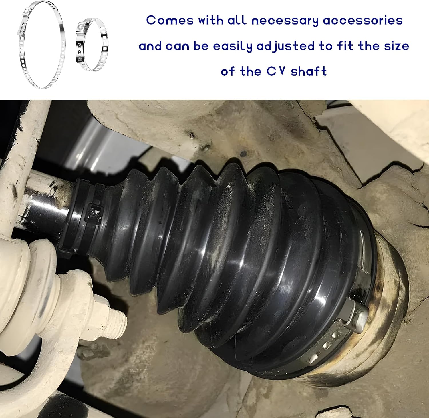 2 PCS CV Joint Boot Kit, Flexible Rubber CV Axle Boots Repair Kit with 4 Clamps & 6 Cable Ties, Universal Constant Velocity Joint Boot Fits Shaft Size 19mm-24mm, Car Accessories
