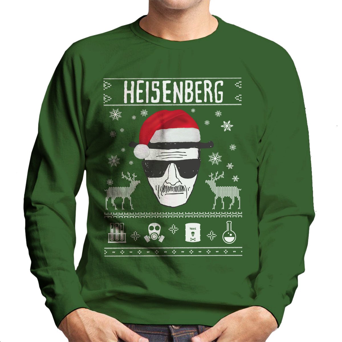 Breaking Bad Heisenberg Christmas Men's Sweatshirt Bottle Green