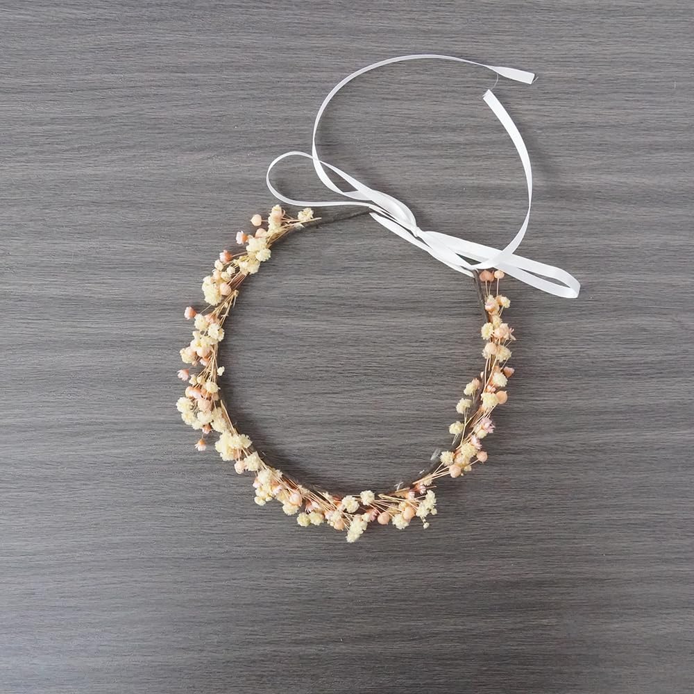DXXD Wedding dried flower crown/Baby's breath crown/Boho bride crown (Adule)