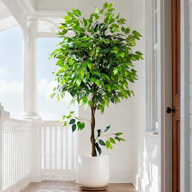 6ft Artificial Ficus Tree for Home Decor, Faux Silk Plants Faux Plant Fa...