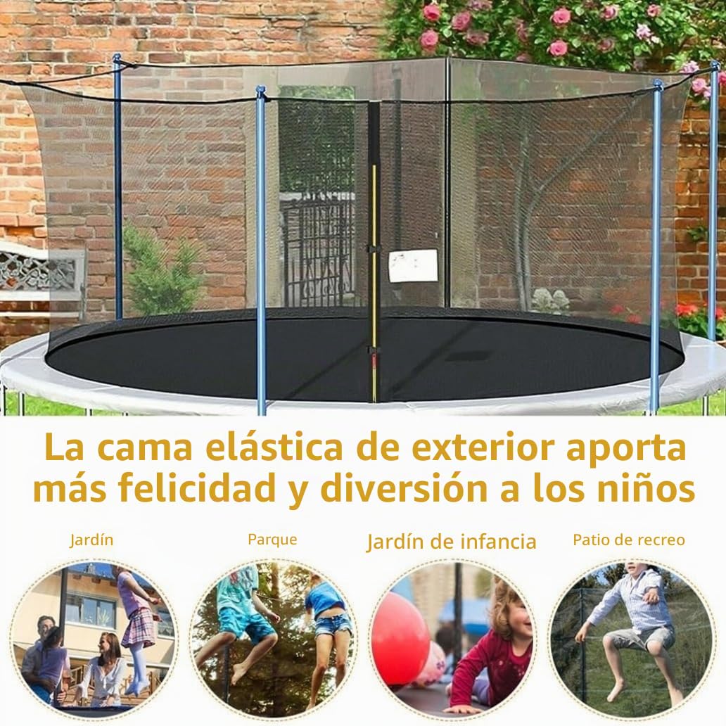 Red de Seguridad para Cama Elástica 6ft/8ft/10ft/12ft/14ft/16ft, Red para Cama Elástica con Doble Cremallera y Hebillas Protectoras