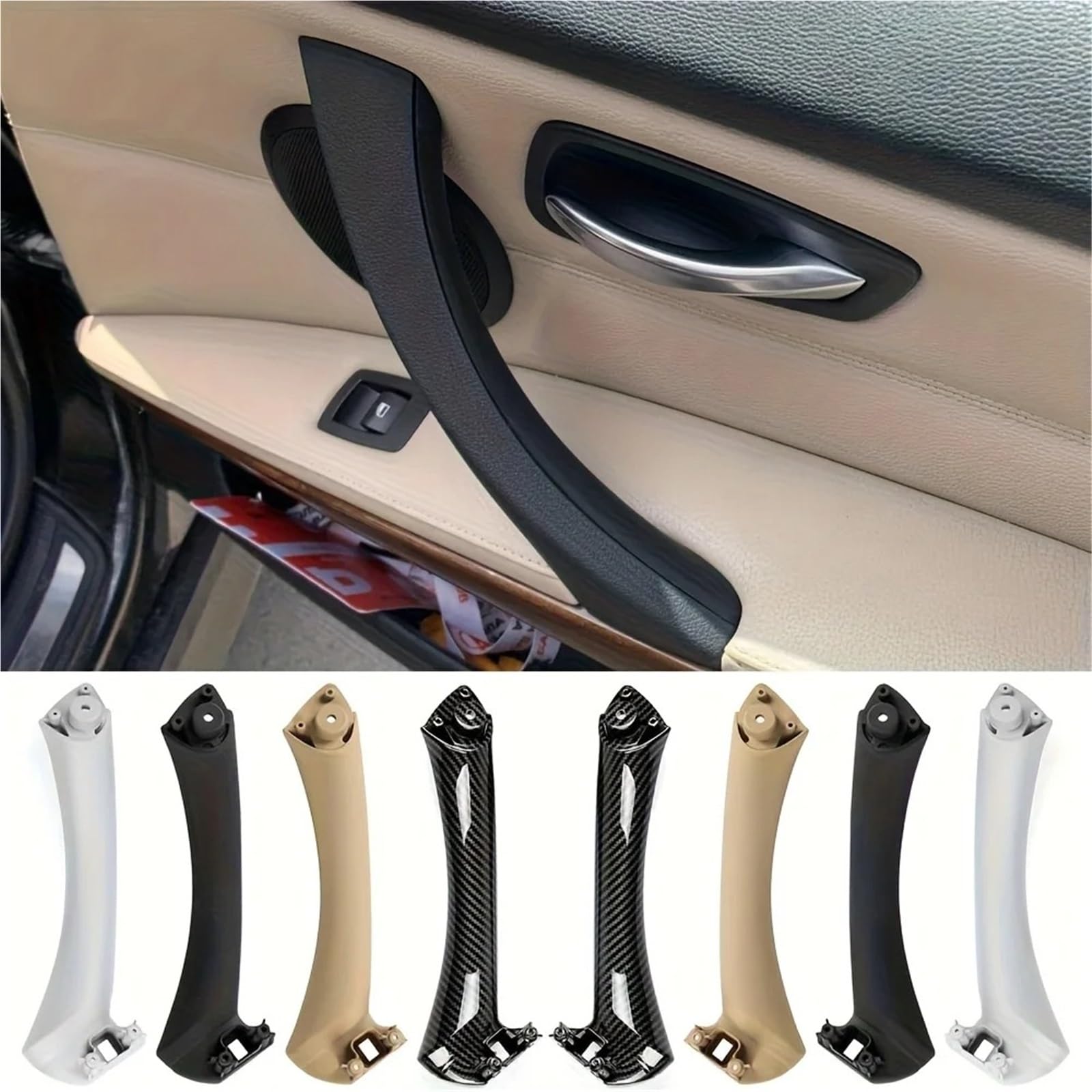 Interno auto maniglia porta Per BMW Serie 3 316 318 320 325 328 330 E90 E91 E92 2005-2012 Maniglia Interna Di Ricambio Per Porta(LHD Black 6pcs)