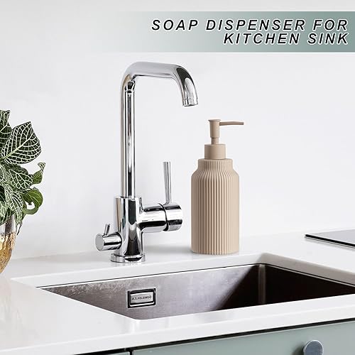 Miniatura 6 de Dispensador de jabón de cerámica moderno para baño, dispensador de loción de manos de cerámica suave al tacto de 14 onzas con bomba, dispensador de