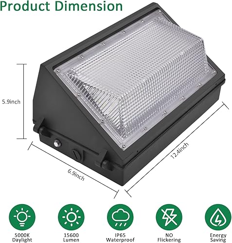 Miniatura 5 de Paquete de pared LED de 120 W con fotocélula del atardecer al amanecer, luz diurna de 5000 K, 15600 LM, AC100-277V con certificación ETL,