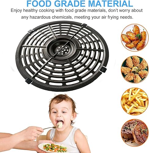 Miniatura 2 de Piezas de repuesto para freidora de aire, bandeja redonda antiadherente mejorada de 8.74 pulgadas, estante de platos para verduras con patas de goma