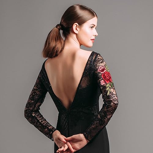 Miniatura 5 de 4 piezas de flores de peonía bordadas, apliques para coser para planchar en ramo bohemio para vestido de boda, ropa, jeans, sombrero, chaquetas,