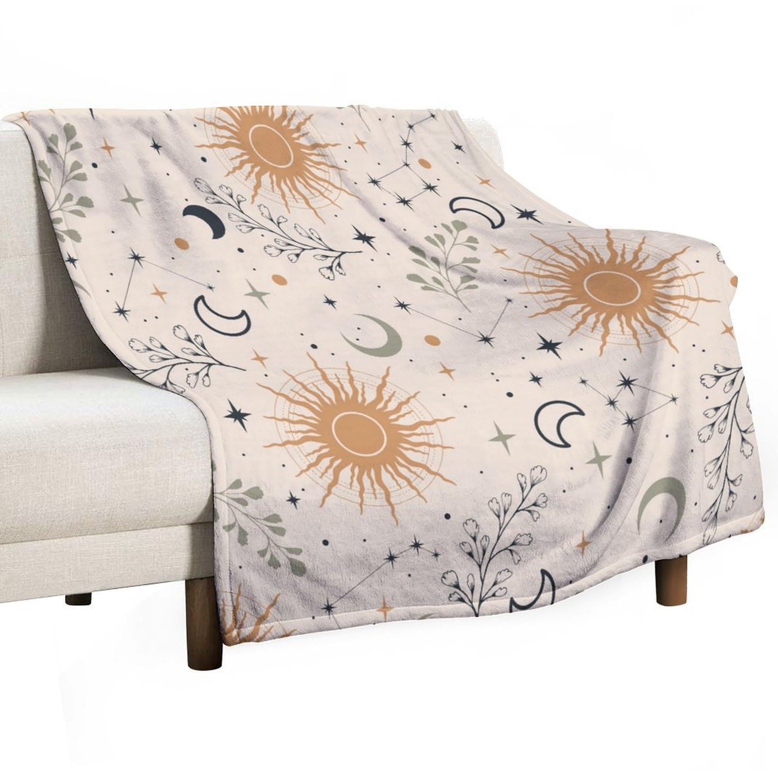 BenYaSong Boho Moon Blanket Magic Moons and Stars Boho Pattern for Farmhouse Home Sofa Couch Chair Livingroom Bedroom 40"x50"