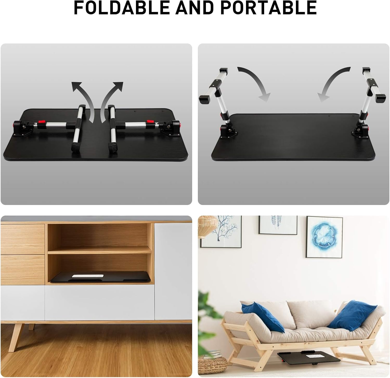 Best Deal Portable Laptop Bed Table, Adjustable Standing Laptop Desk, Foldable Laptop Table Stand for Working/Reading/Eating on Sofa Floor(Large/Black)