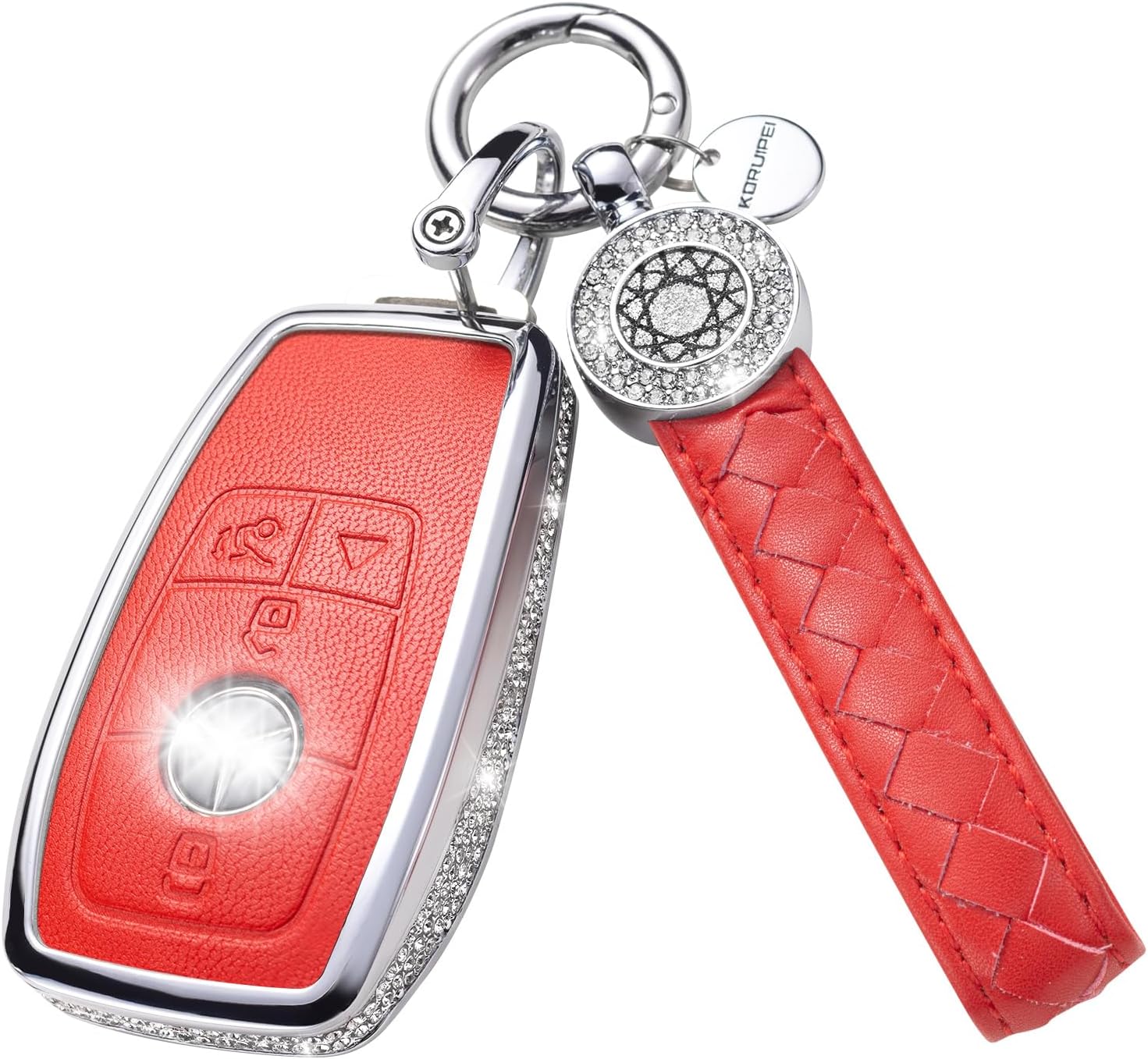 for Mercedes Benz Key Fob Cover with Keychain, Key Case Protection Shell Compatible with C E S M CLS CLK G Class (black, 4 Buttons)