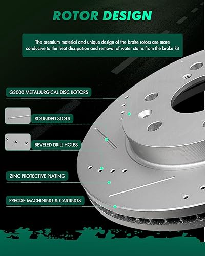 Miniatura 534 de SCITOO Juego de 2 frenos de freno ranurados traseros para Chrysler Town & Country, 08-16 para Dodge Grand Caravan, 09-13 para Dodge Journey, 12-15