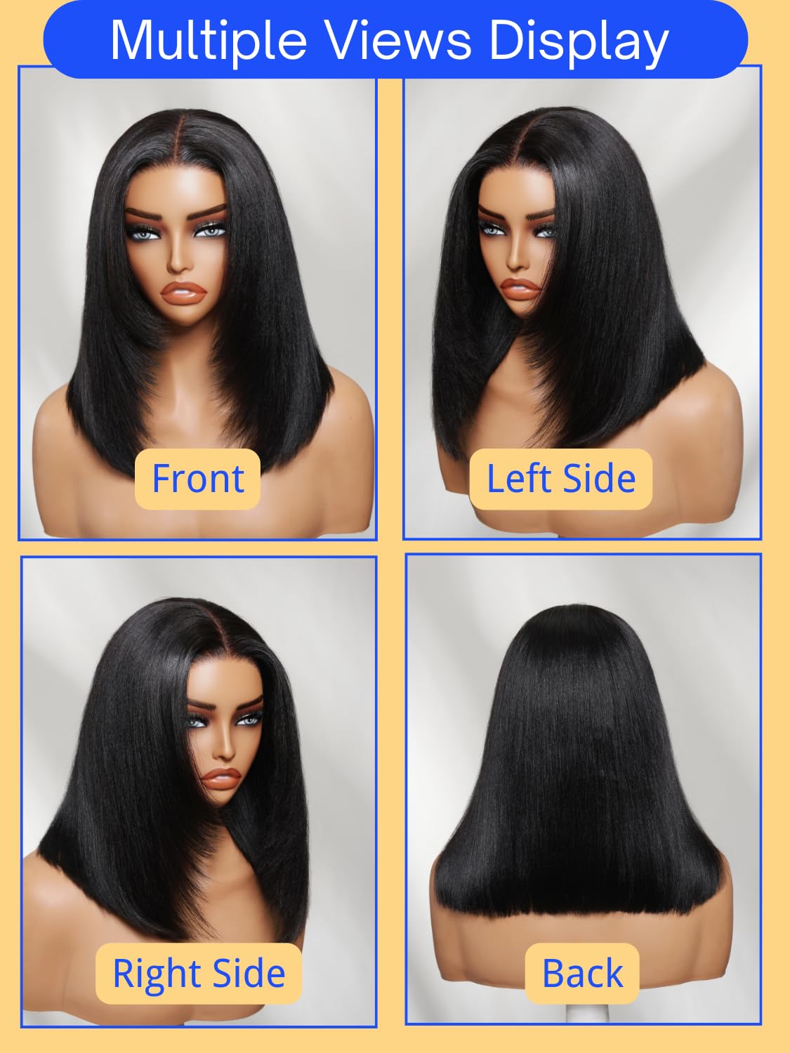 Amazon.com : Nadula Yaki Straight Bob Drawstring Wig Human  display picture 1