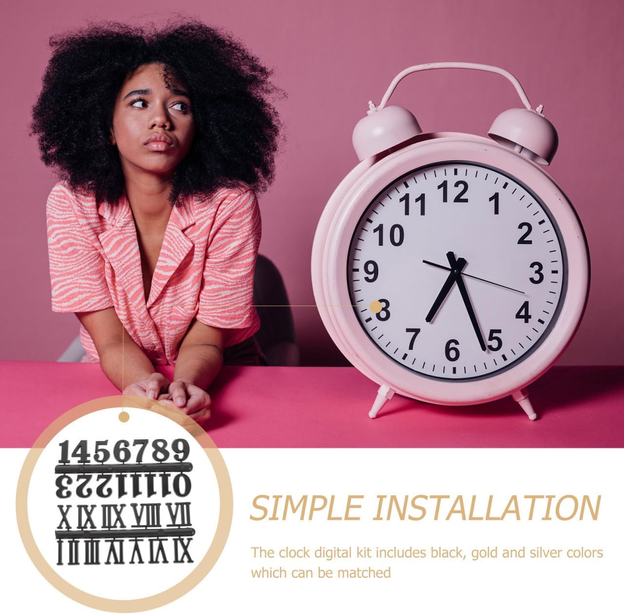 Angoily DIY Clock Numbers 2 cm Black Roman and Arabic Kit 6 Pieces Solid Plastic Repair Wall Clock Accessories DIY Daily Use