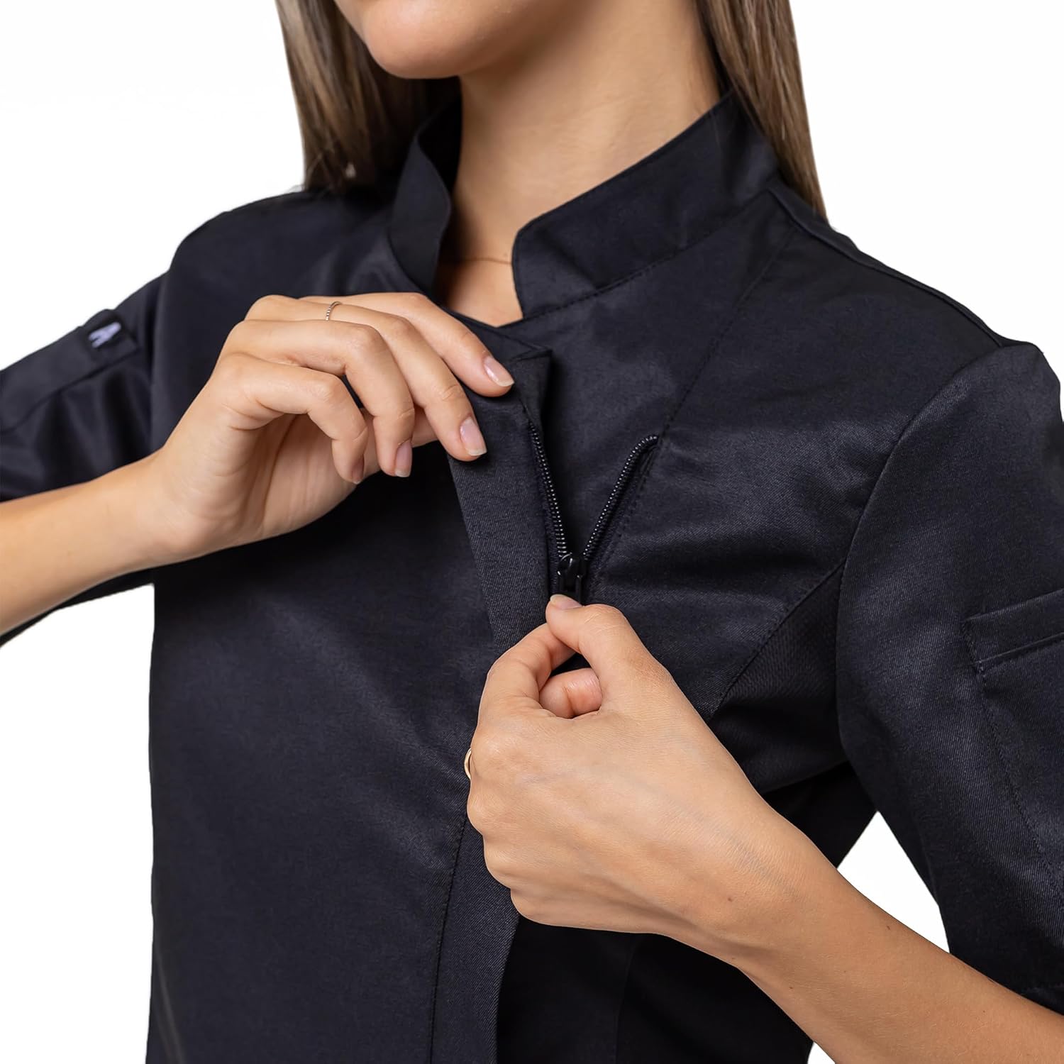 Chef Coat for Women, Mesh Side Panels, Water-Repellent Chef Jacket for Woman, Water-Repellent Storage Case in Set