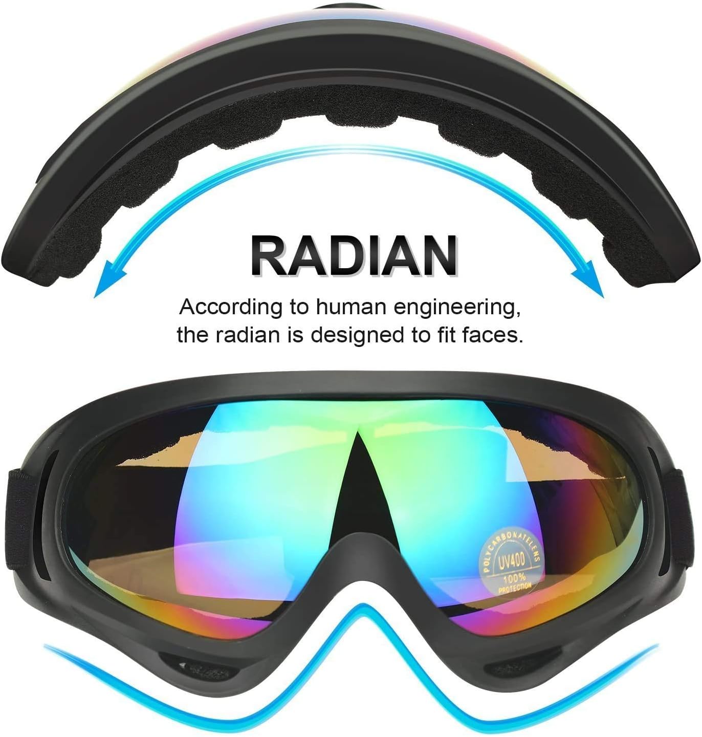 COOLOO Ski Goggles, Motorcycle Goggles, Snowboard Goggles for Men Women : Sports & Outdoors