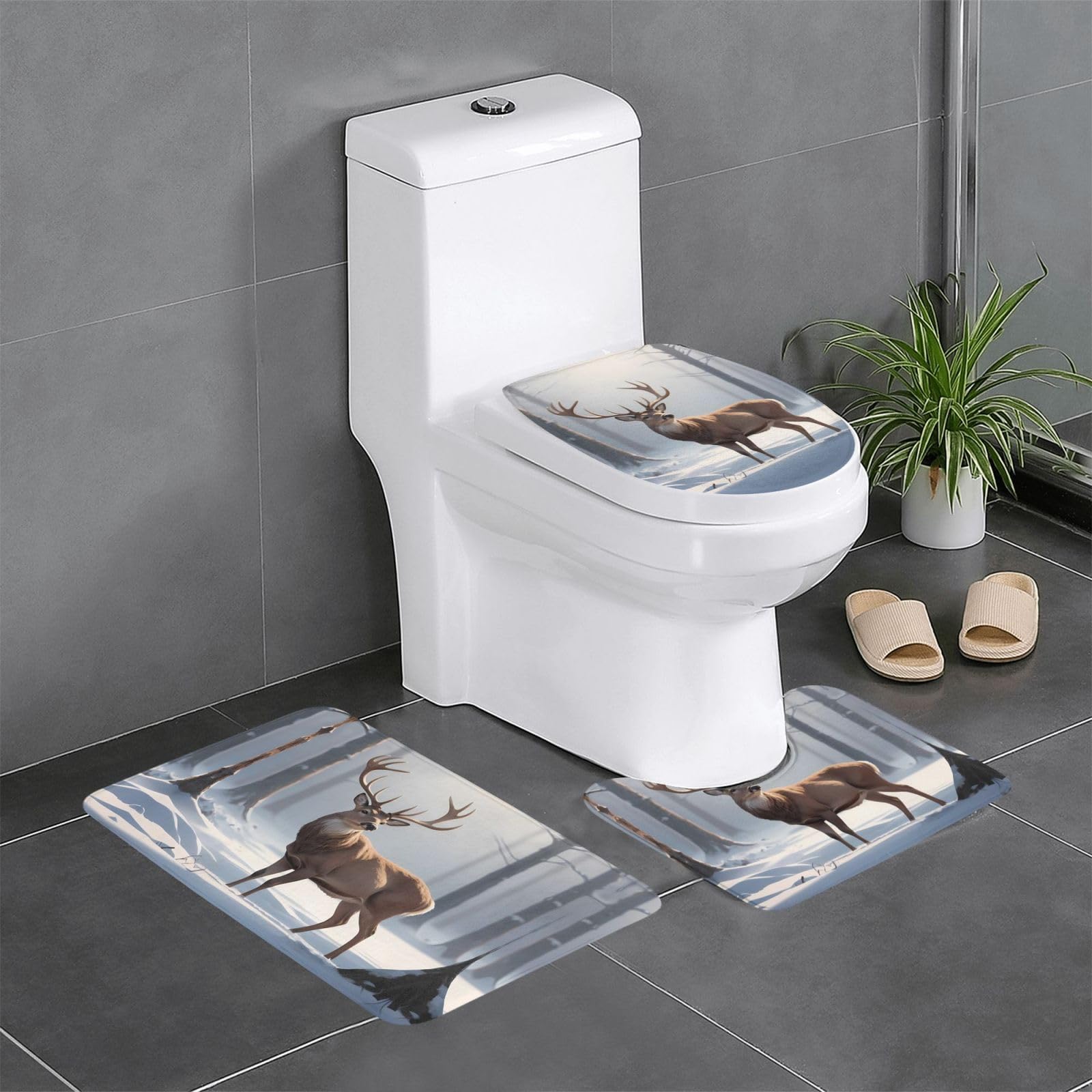 Tapis de salle de bain antidérapants lot de 3 pour éviter les glissades devant les WC