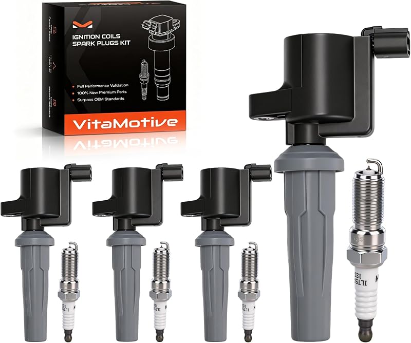 Kit de bobinas de ignição e velas de irídio VitaMotive para Lexus, Toyota e Ford – 4 bobinas + 4 velas