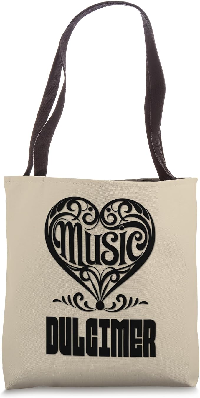 Music Lover Elegant Scrolled Heart for Dulcimer Fans Khaki Color Tote Bag